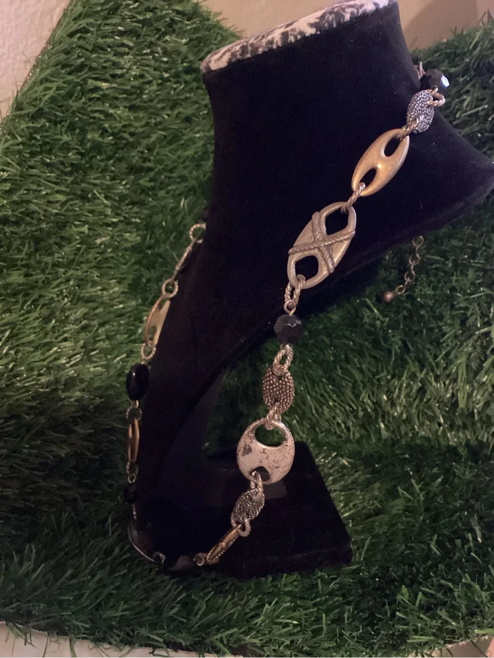 Chicos Vintage-Inspired Black/silver and Gold Statement Necklace